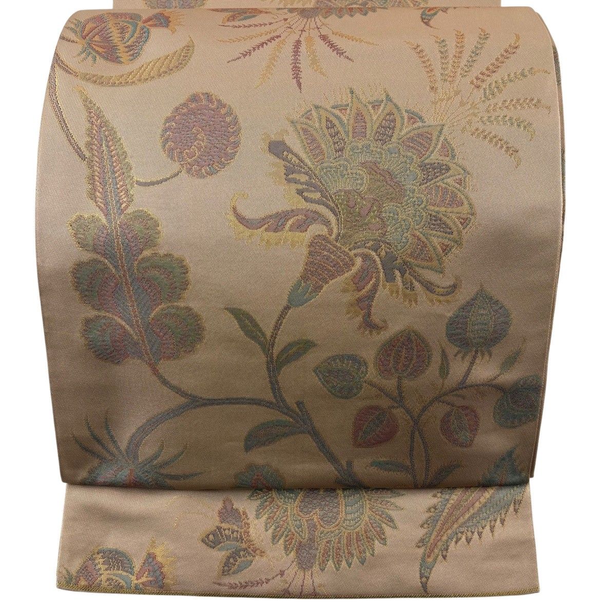 【美品】 袋帯 逸品 織悦 落款 関西仕立て 草花 箔 薄オレンジ 全通 正絹 【中古】 20,448円