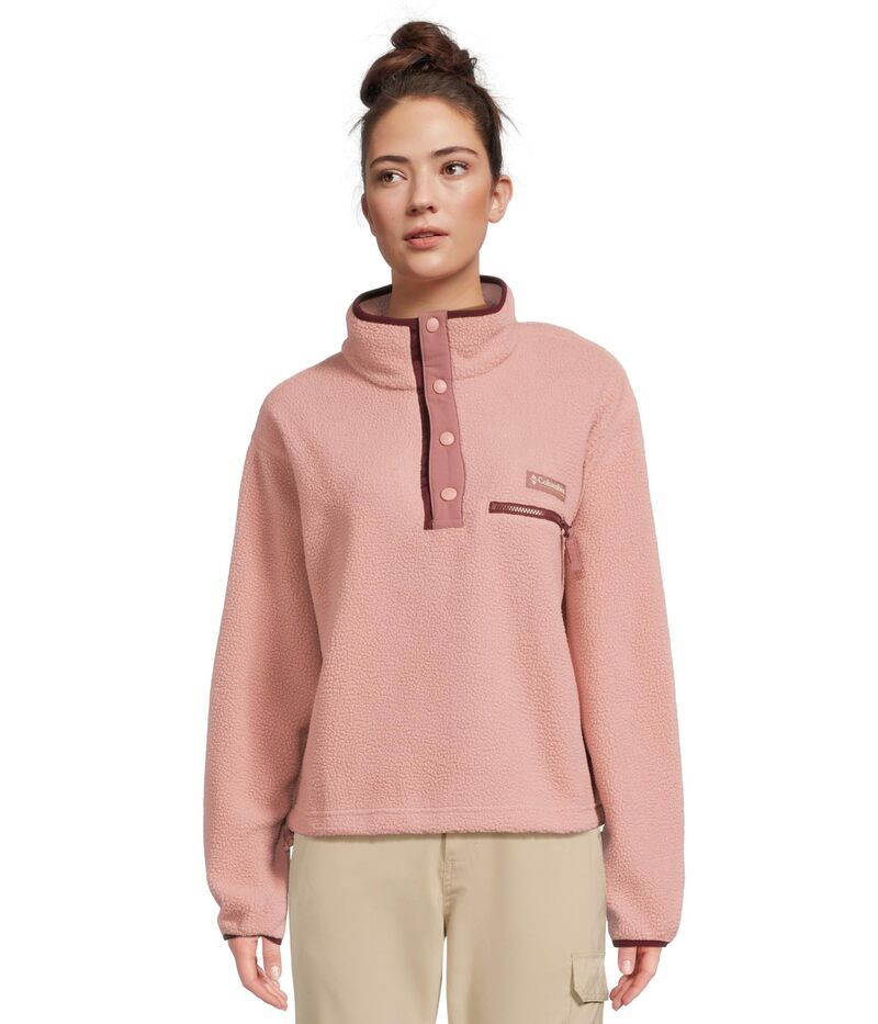 コロンビア レディース アウター コート クロップド フリース Columbia Helvetia II Cropped Half Snap Fleeceraser PinkFigRich Wine