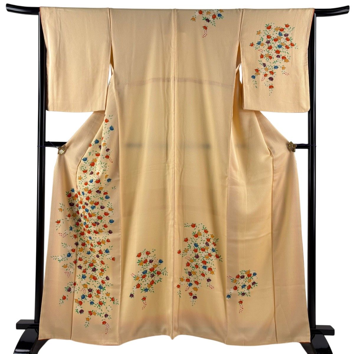 【美品】 付下げ 身丈163cm 裄丈66cm M 袷 橘 薄オレンジ 正絹 秀品 【中古】