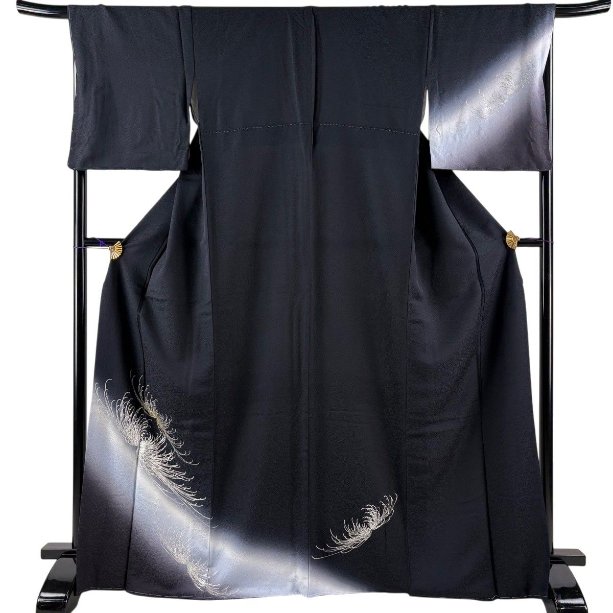 【美品】 付下げ 身丈169cm 裄丈67.5cm L 袷 乱菊 金銀彩 ぼかし 濃紺 正絹 秀品 【中古】