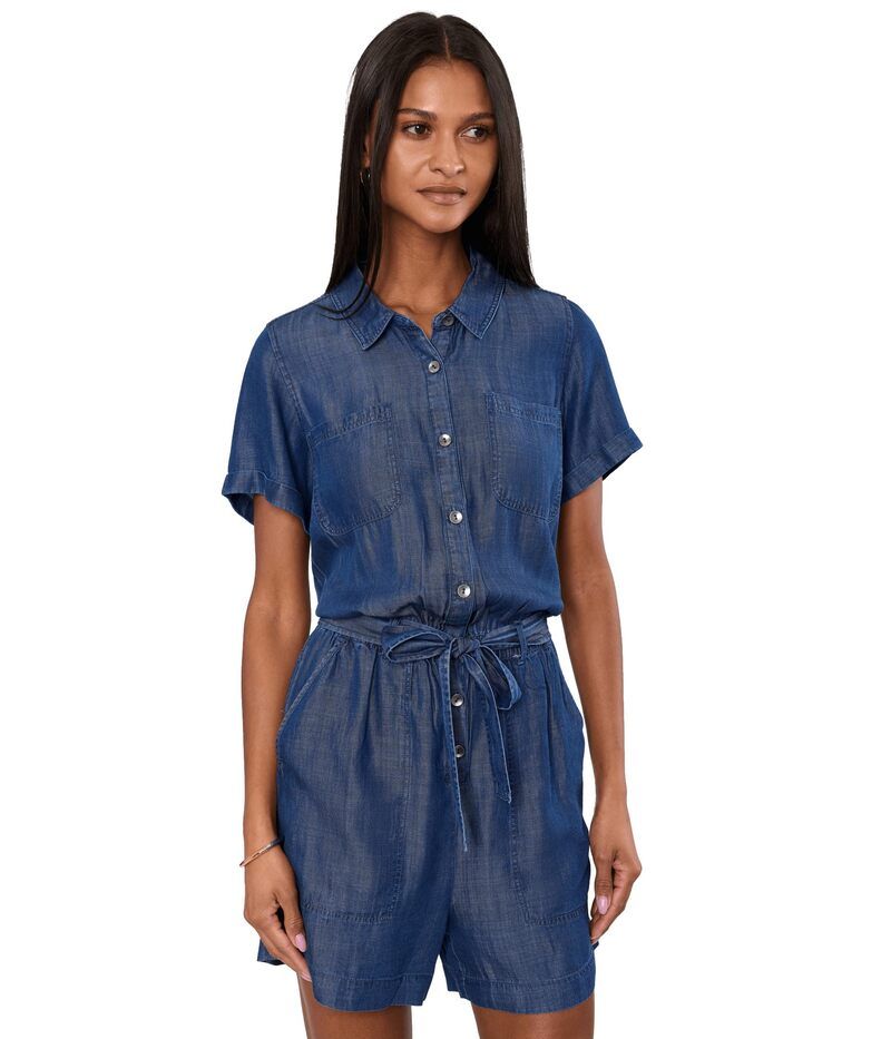 リヴァプール ロサンゼルス レディース トップス ジャンプスーツ ロンパース Liverpoolos Angeleshort Sleeve Romper with Self Tie Serene Da