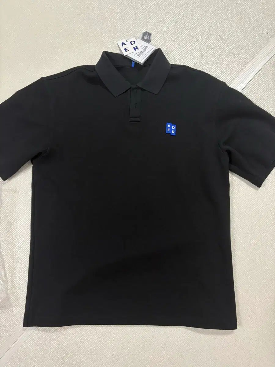 ADER ERROR ブラック シグネチャー タブ ポロTシャツ L 新品