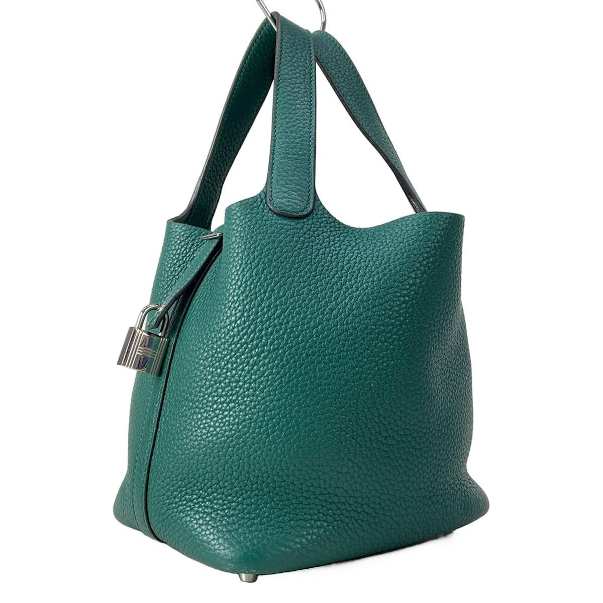 HERMES(エルメス) ハンドバッグ ピコタンロックPM マラカイト シルバー金具