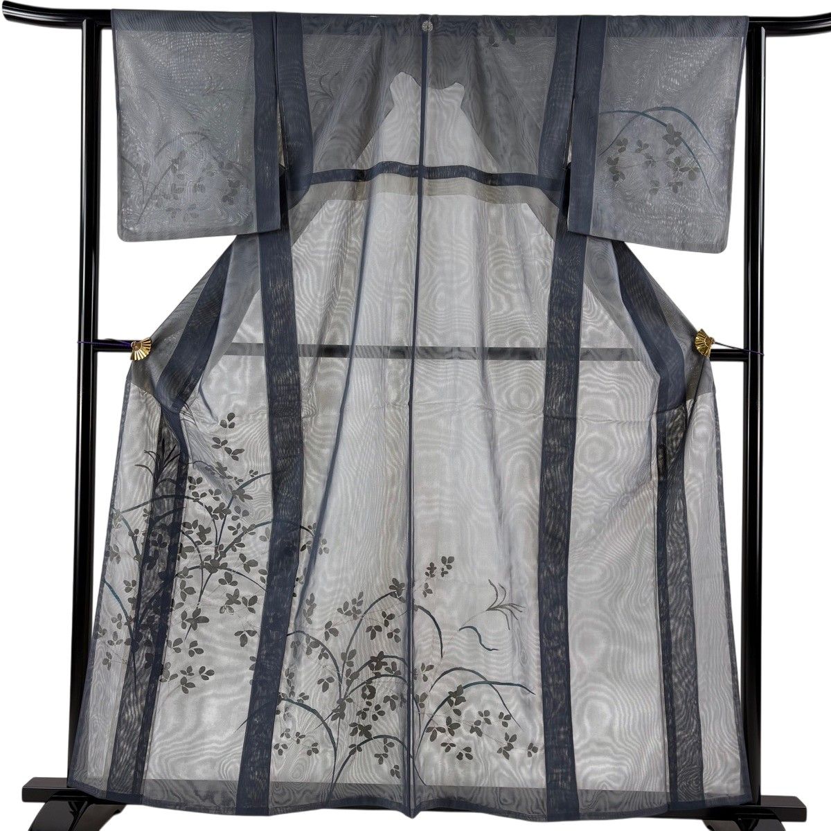 【美品】 訪問着 身丈160.5cm 裄丈62.5cm S 紗袷 萩 金銀彩 青灰色 正絹 秀品 一つ紋 【中古】 8,614円