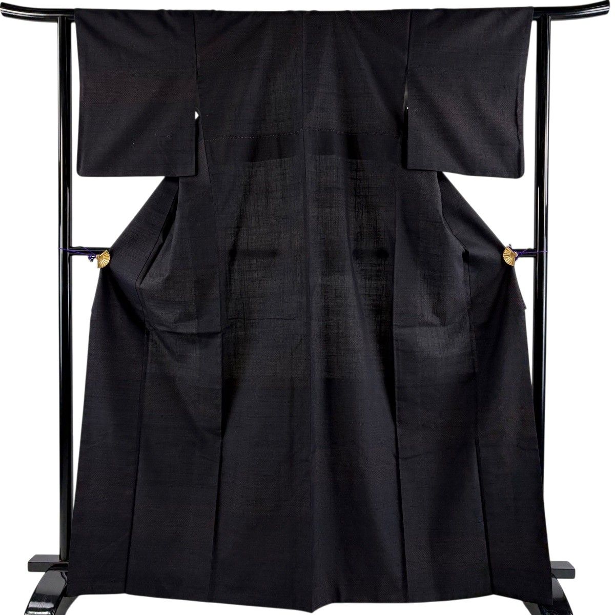 【美品】 紬 身丈167.5cm 裄丈62.5cm S 袷 絣 黒 正絹 秀品 【中古】