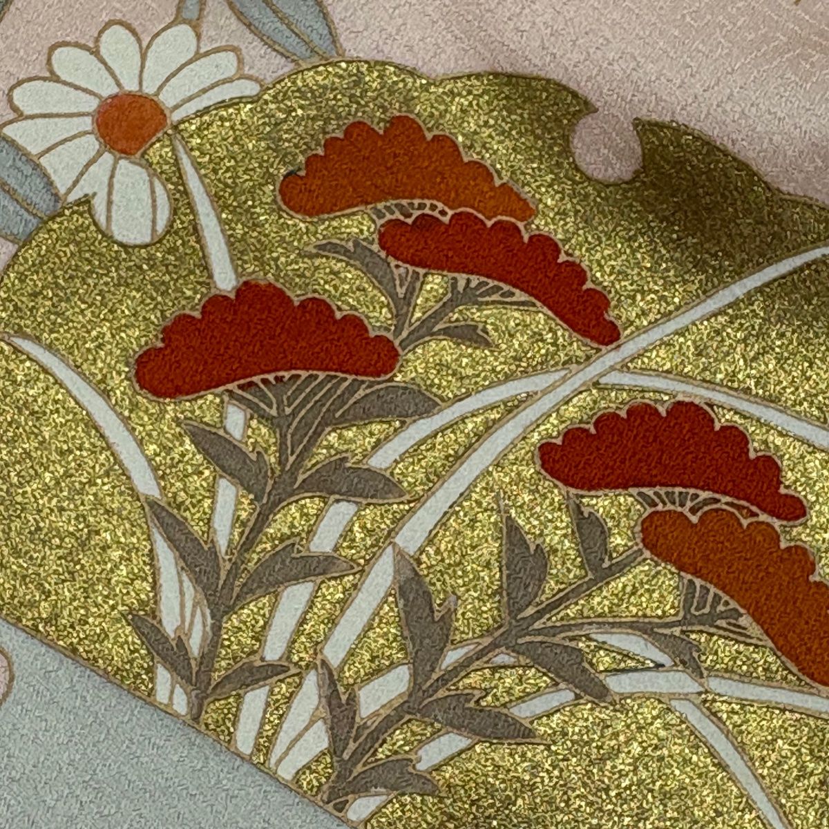 豪華正絹7歳完全フルセット⭐︎人気赤地菊金糸刺繍⭐︎✨梅花金彩煌びやか逸品 訪問着 身丈164.5cm 裄丈64.5cm M 袷 雪輪 松梅 金彩 ぼかし 薄ピンク