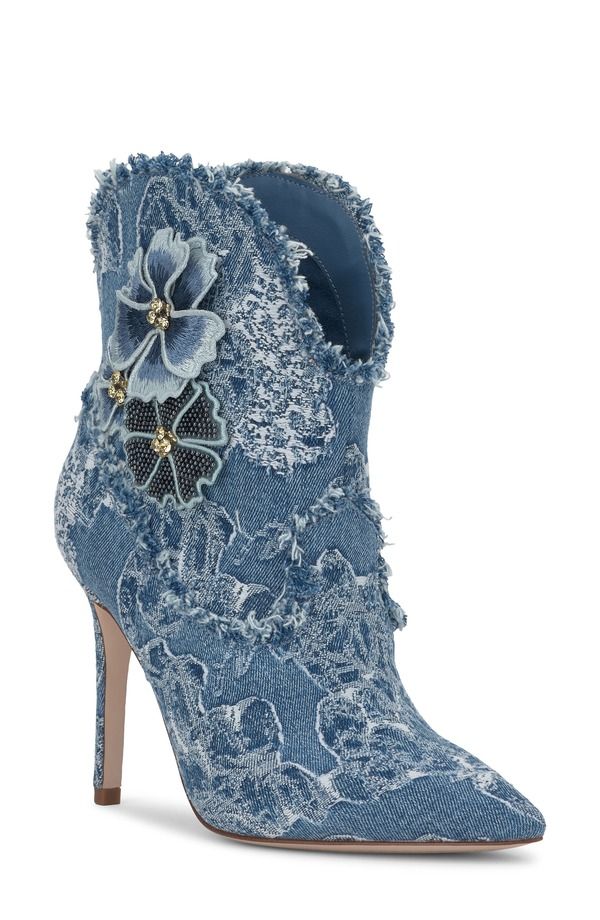 ジェシカシンプソン レディース シューズ ブーツ・レインブーツ Tシャツ Jessica Simpson Plitee Pointed Toe Bootie Medium Blue ブルー