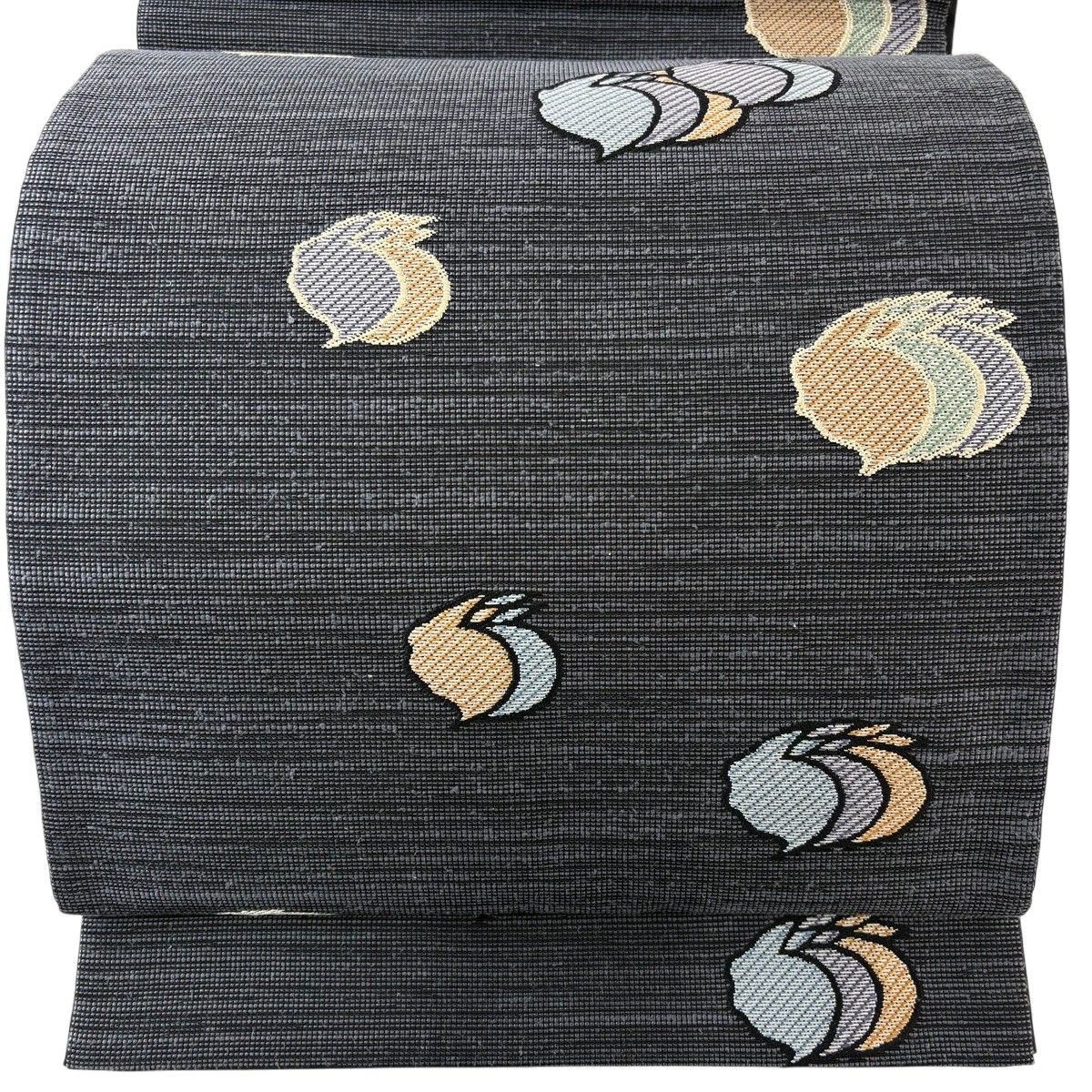 【美品】 袋帯 秀品 幾何学 墨色 六通 正絹 【中古】