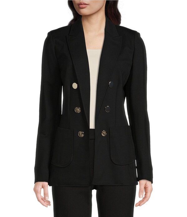 アンクライン レディース アウター コート ジャケット Anne Klein Faux Double Breasted Jacket With Patch Pockets Anne Black ブラッ