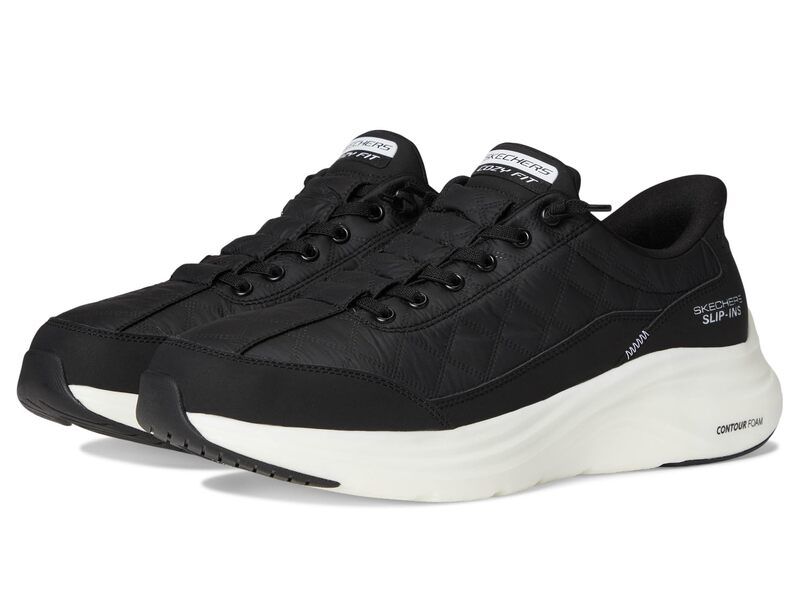 スケッチャーズ メンズ シューズ スニーカー SKECHERS Contour Foam Cozy Fit Hands Free SlipIn BlackWhite ホワイト