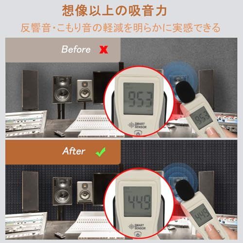 吸音材 【剥がして貼るだけ】 防音材 30 x 30 x 5cm 36枚 極厚 高密度 ウレタンフォーム 吸音スポンジ 吸音パネル 壁・天井用 防音対策 騒音対策 回声低減 難燃 録音室 楽器演奏 在宅ワーク 模様替え DIY ブラック 3.24?★m 吸音材 【剥がして貼るだけ】 防音材 30 x 30 x 5cm 36枚 極厚 高密度 ウレタンフォーム 吸音スポンジ 吸音パネル 壁・天井用 防音対策 騒音対策 回声低減 難燃 録音室 楽器演奏 在宅ワーク 模様替え DIY ブラック 3.24?★m