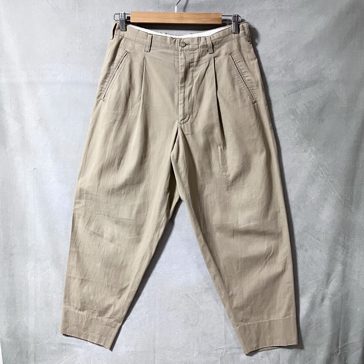 Y's for men ワイズフォーメン 90's 薄手 ライトコットン 1プリーツ スラックス パンツ size.S ベージュ rare archive ヨウジヤマモト