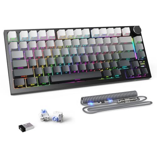 ATTACK SHARK X820ULTRA メカニカルキーボード ゲーミングキーボード 無料発光Type-Cケーブル カスタム 75％配列 無線/有線/BT 三模接続 ホットスワップ 軸交換可能 PBTキーキャップ RGBバックライト LE 357f5658