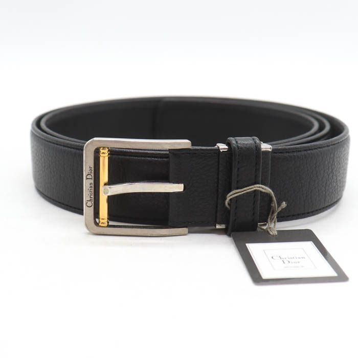 クリスチャンディオール ベルト 本革 レザー ロゴバックル ブランド 小物 メンズ ブラック Christian Dior 【中古】