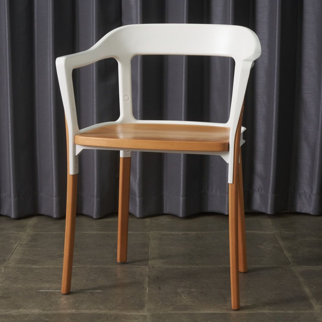 magis スティール ウッド チェア 木製 ビーチ 肘付き 椅子 アームチェア STEELWOOD CHAIR マジス イタリア モダン ホワイト 101241