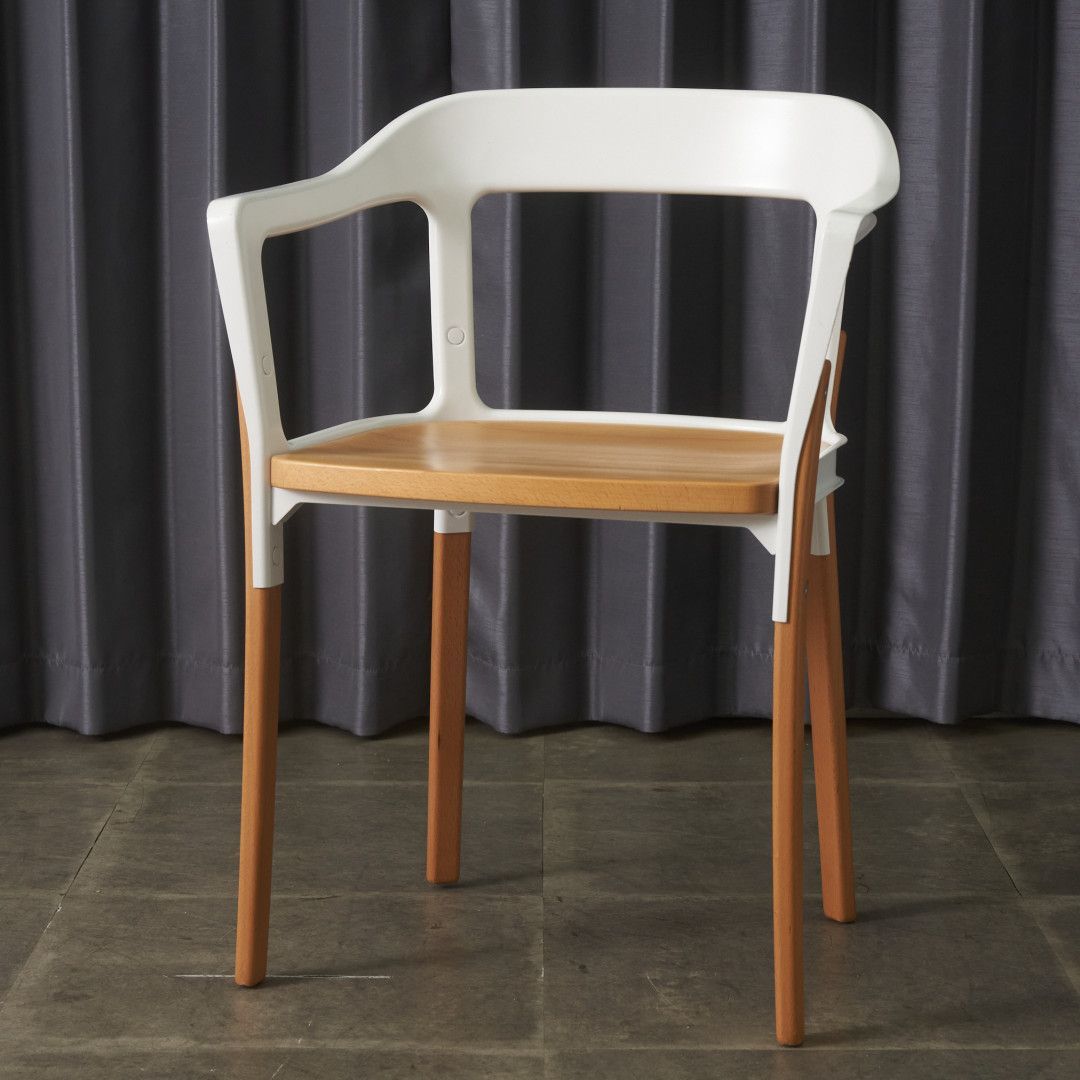 magis スティール ウッド チェア 木製 ビーチ 肘付き 椅子 アームチェア STEELWOOD CHAIR マジス イタリア モダン ホワイト 101243