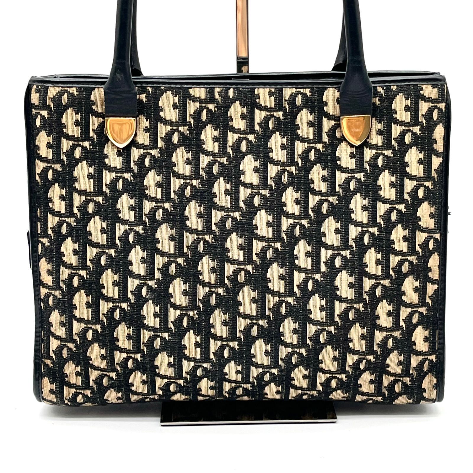 美品◎Christian Dior クリスチャンディオール トロッター柄 ゴールド