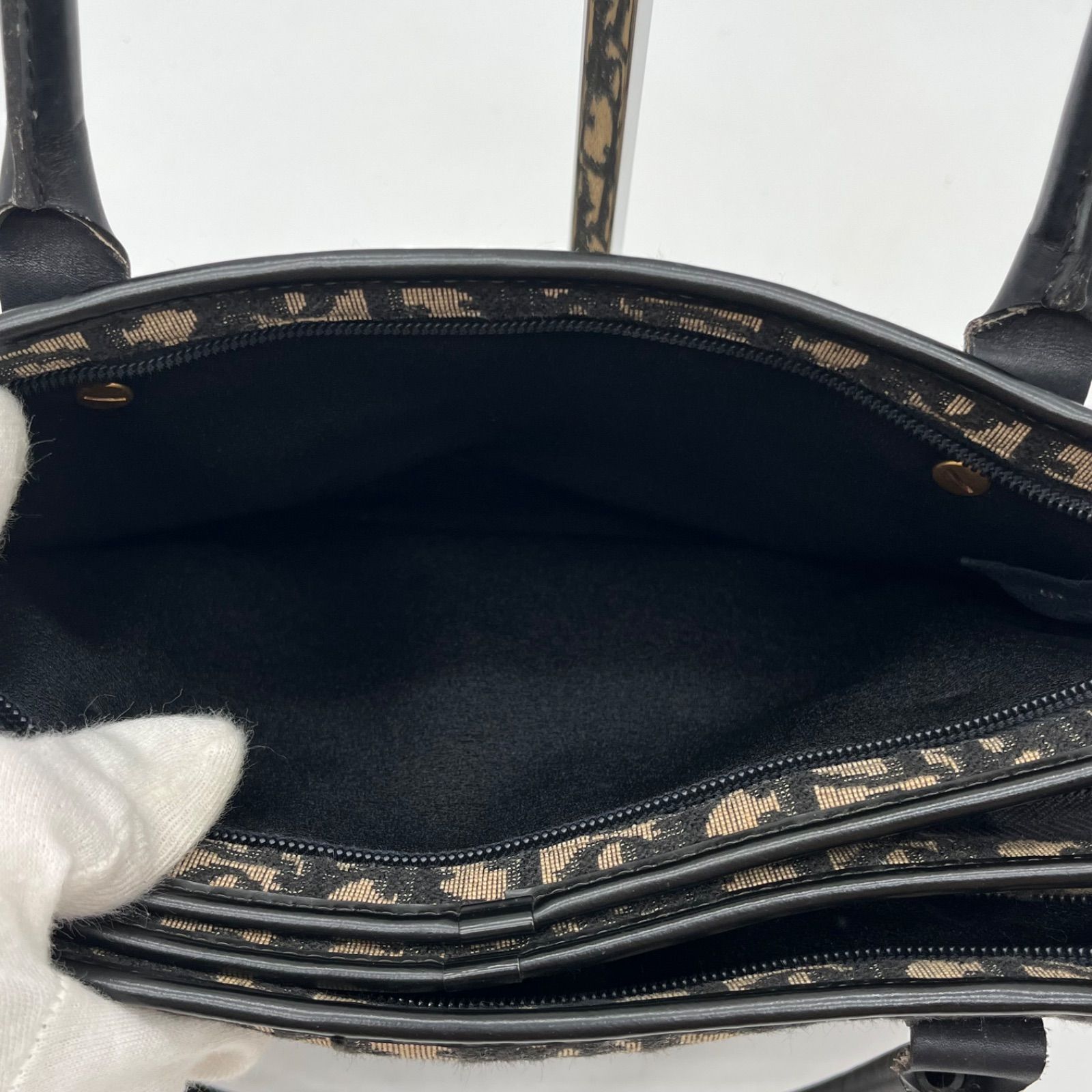 美品◎Christian Dior クリスチャンディオール トロッター柄 ゴールド