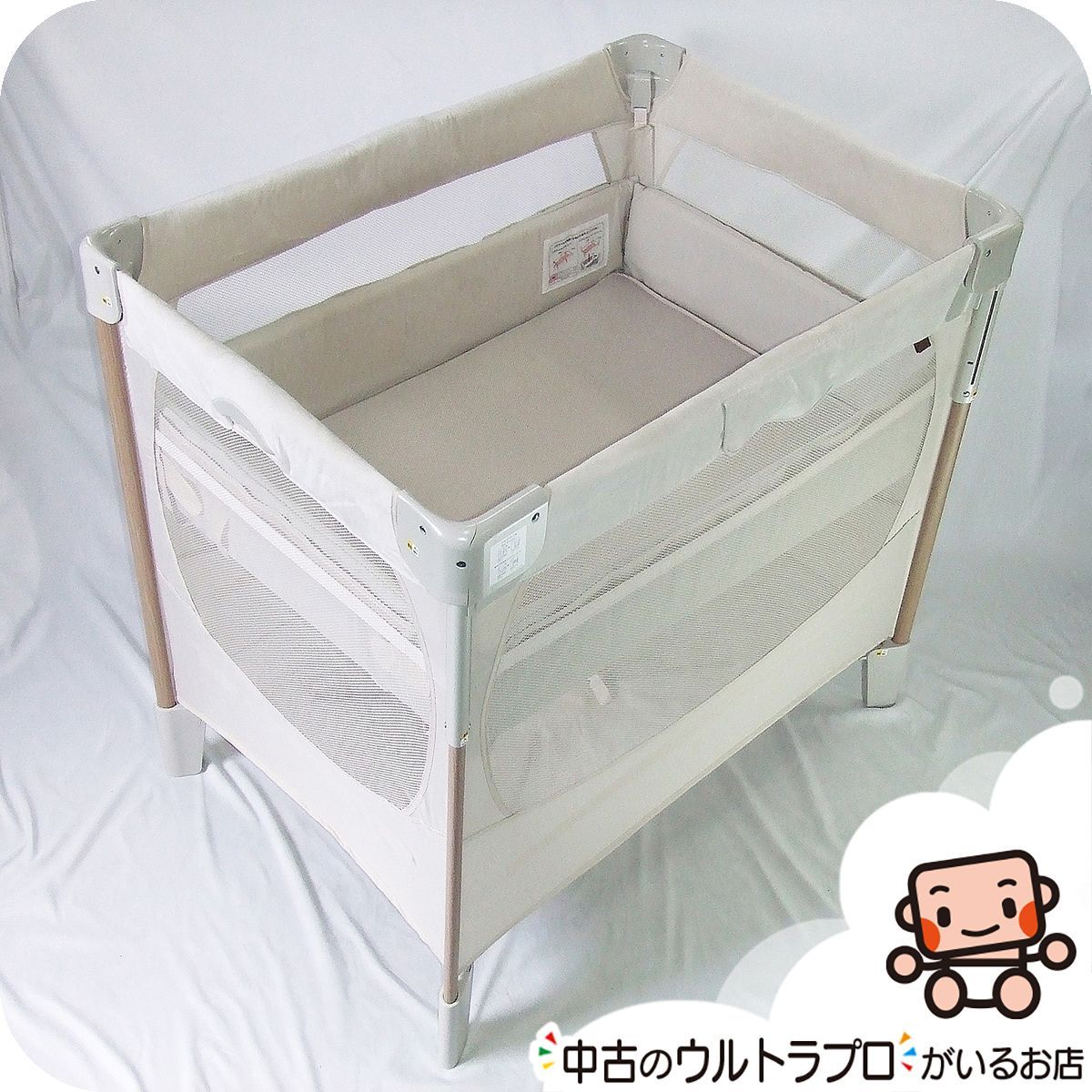 【お得っ！厳選中古】綺麗 ベビーベッド Aprica アップリカ ココネル エアーリュクス 新生児から 折りたたみ 中古ベビーベッド【B.綺麗】 17,280円