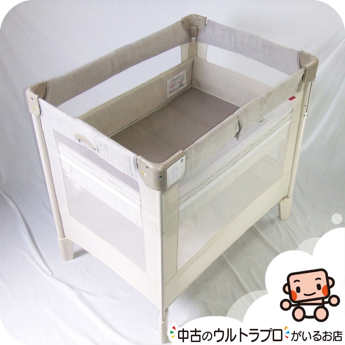 【お得っ！厳選中古】綺麗 ベビーベッド アップリカ Aprica ココネルエアープラス AB COCONEL AIR Plus 折りたたみベビーベッド【B.綺麗】
