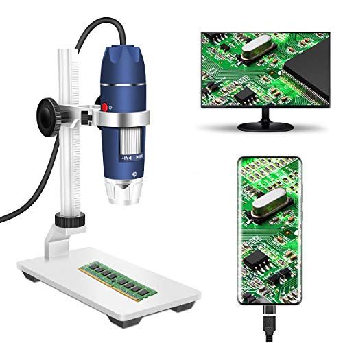 Jiusion HD 2MP USB デジタル顕微鏡 40倍から1000倍 ポータブル拡大内視鏡カメラ LED8個付き アルミニウム合金安定スタンド OTG Android Mac Windows 7 8 10 11 Linux用★m f7fc22b9