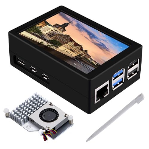 GeeekPi 3.5 インチ HDMI タッチスクリーン、Raspberry Pi 5 用ケース付き、公式 Pi 5 アクティブクーラー付き、Raspberry Pi 5 用 320x480 モニター TFT LCD ディスプレイ★m 5f0627b8