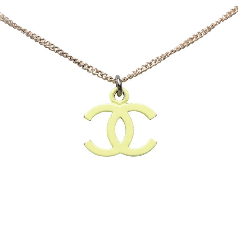 シャネル ココマーク ネックレス シルバー イエロー メタル レディース CHANEL【1-0274195】