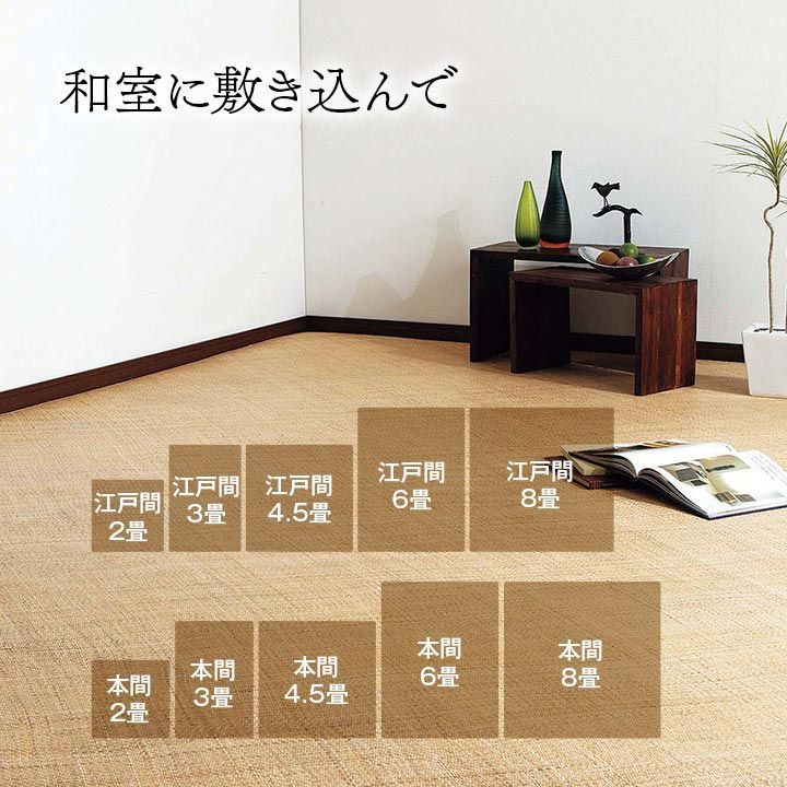 【10%OFFセール】籐カーペットカーペット宝麗352×352cm江戸間8畳｜詳細画像