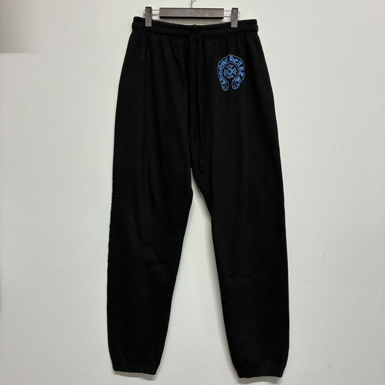 CHROME HEARTS Horse Shoe クロムハーツ ホースシュー USA 黒 ブラック 水色 ブルー スウェット パンツ メンズ レディース XLサイズ 美品 2516