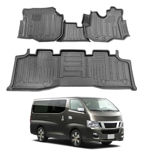 1+2列目フロアマット 適合対応ニッサン NV350 キャラバン E26系専用 2012年6月~現行 日産 NV350 キャラバン E26系専用に最適化されたカスタム3D設計 TPE素材 防水 滑り防止 耐汚れ 全天候仕様 ブラック 4Pセッ 4e1bd789