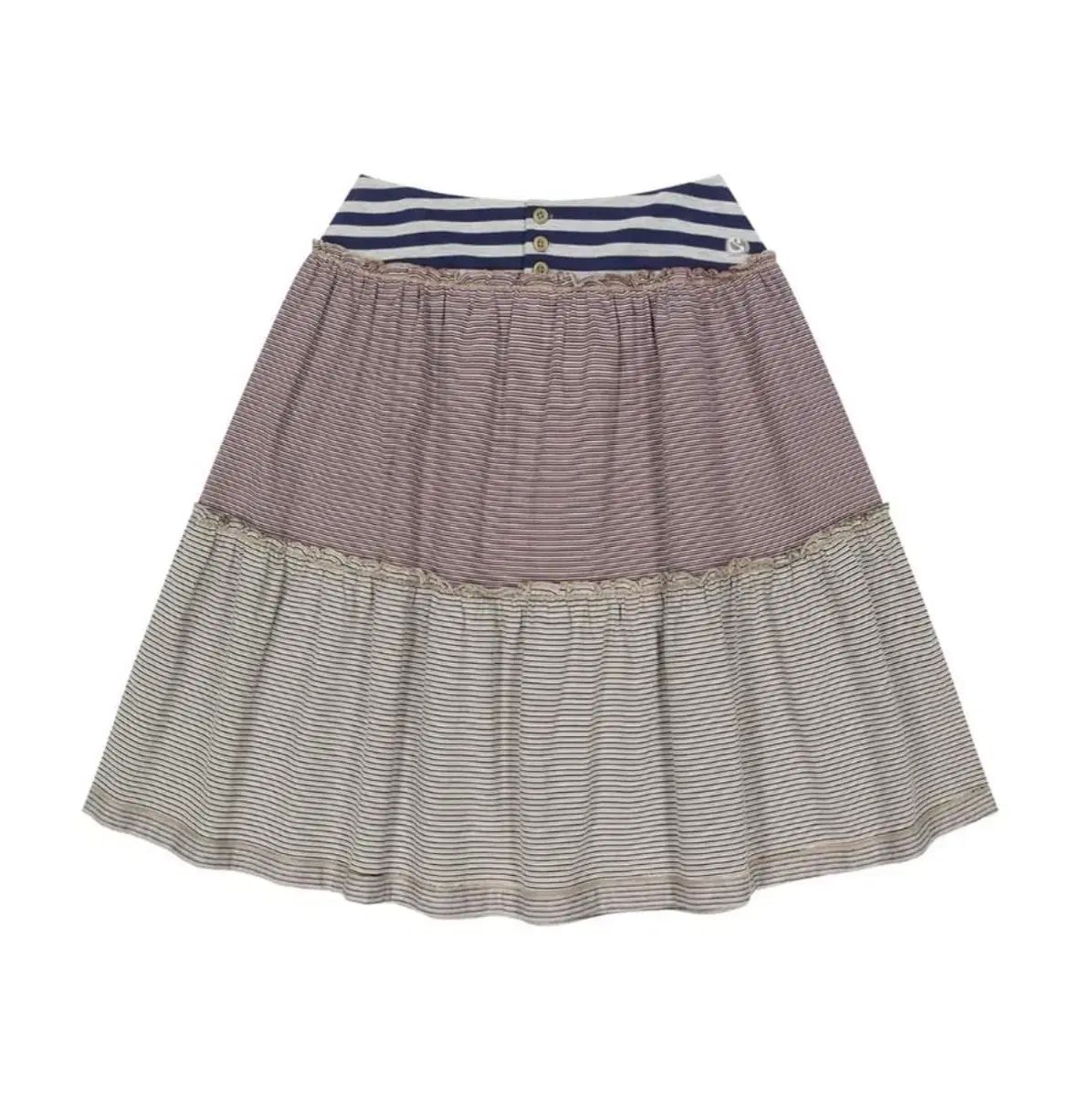 ISSEY MIYAKE カラー ストライプ ミディ スカート グレー ベージュ 1