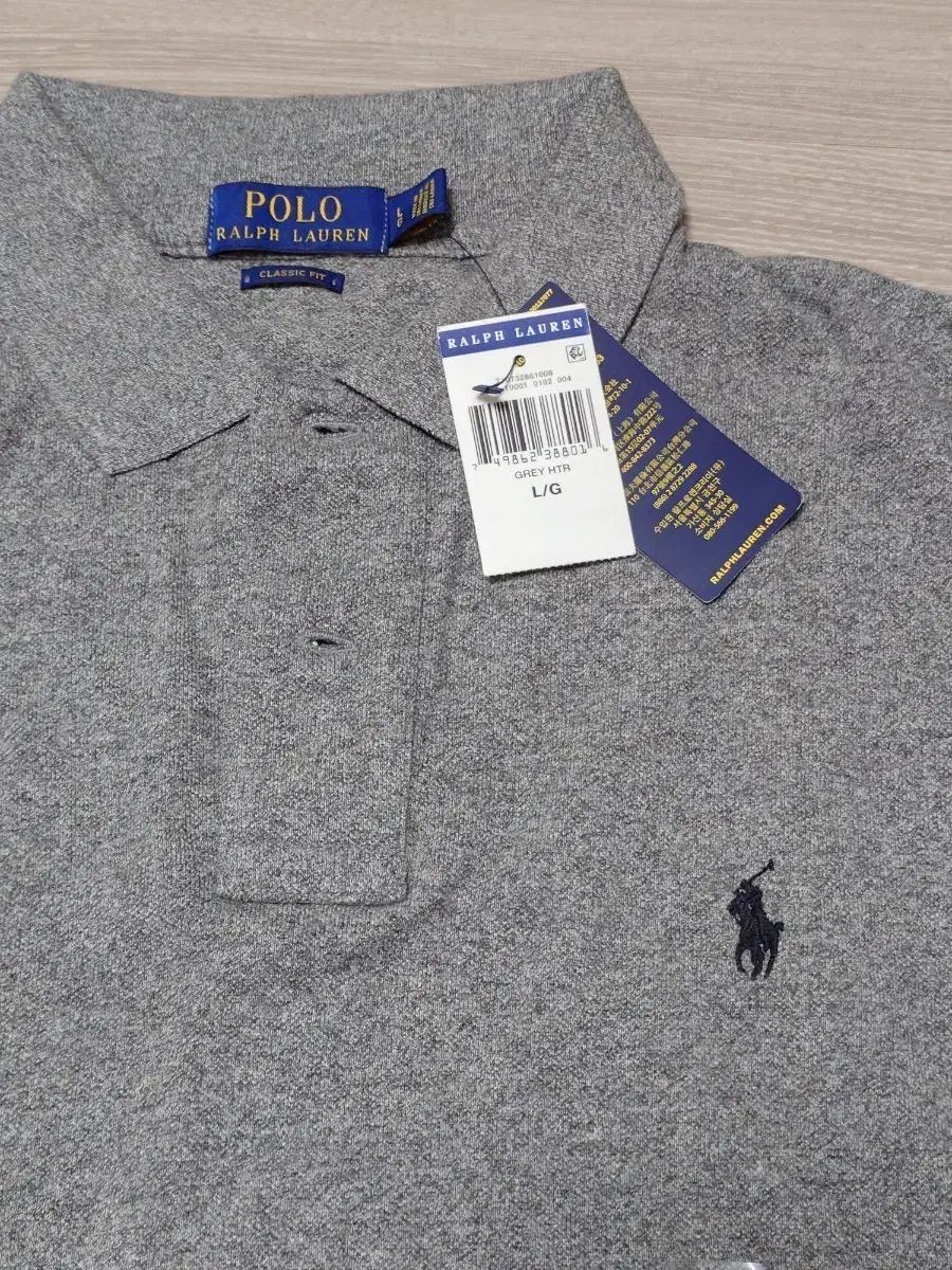L/105 ポロ ラルフローレン クラシックフィット ロングスリーブ カラーTシャツ グレー