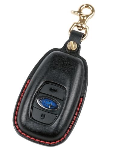 [ユサブル] スバル用 スマートキーケース 本革 【ヌメ革の王様・ブッテーロ】 GR86 レヴォーグ レイバック クロストレック フォレスター (SL/SK) WRX インプレッサ BRZ 対応 キーカバー 3D立体成型 真鍮金具 (ブラック)as