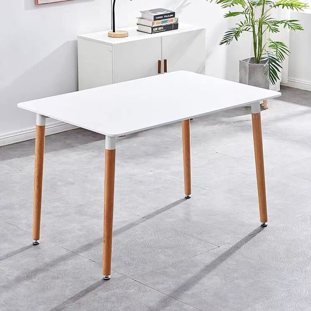 Probasto ダイニングテーブル イームズ 食卓テーブル MDF材 ビーチ無垢材 120×80×72cm ホワイト レクタングル 長方形 4人掛けry
