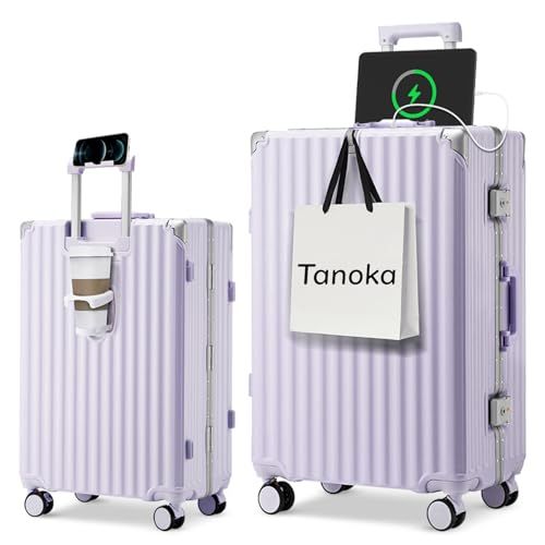 [Tanoka] スーツケース キャリーケース 機内持ち込み アルミフレーム【高耐久・多機能】S M L 大型 大容量 耐衝撃 ストッパー付き 静音ダブルキャスター 360度回転 TSAロック USBポート カップホルダー 隠しフック キャリーバッグ 出張ry