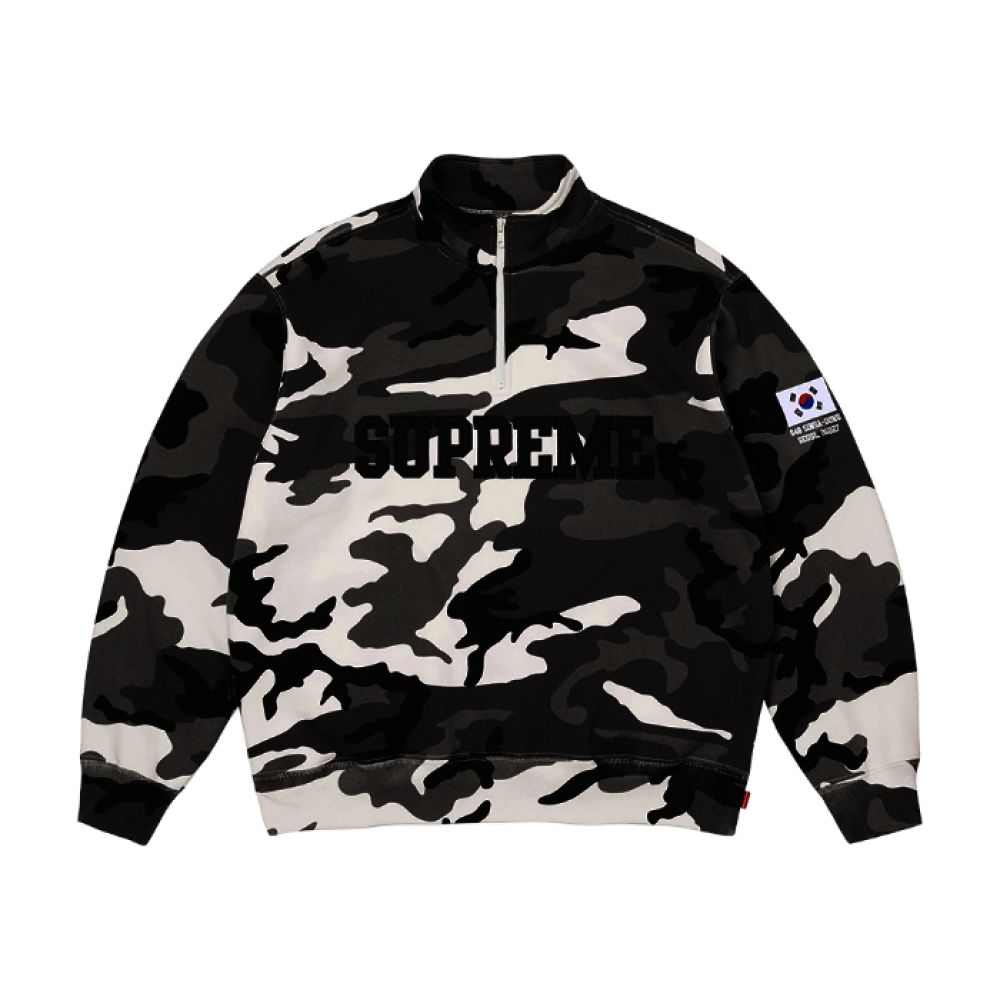 当日(※メルカリshop取引では対象外)Supreme シュプリーム ショップ フラグ ハーフ ジップ プルオーバー スノウ カモフラージュ SEOUL ソウル