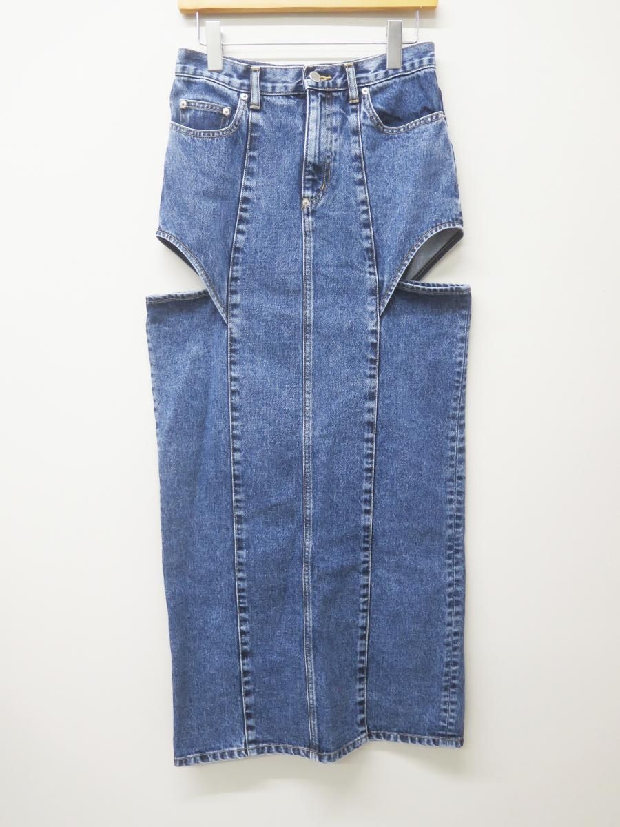★8199☆JOHN LAWRENCE SULLIVAN ジョンローレンスサリバン 2C016-0625-22 WASHED DENIM HOLLOWED OUT SKIRT デニムスカート　美品　S