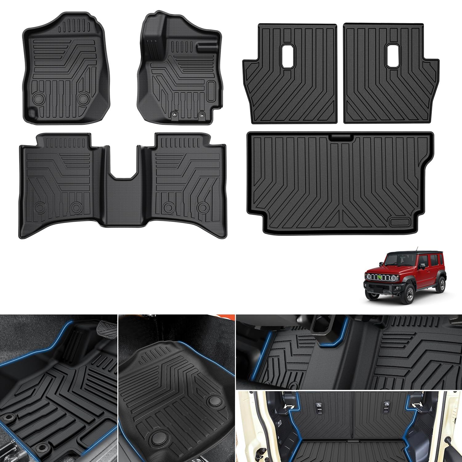 新品 Virauto スズキ 新型 ジムニー ノマド JC74W AT車 3D フロアマット ラゲッジマット フルセット 2025年4月～ 5ドア 専用 カーマット 足元マット トランクマット TPE 滑り止め 防水 キズ&汚れ防止 耐摩擦 取付簡単 お手入れ 19,324円