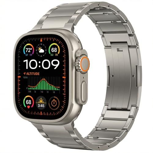 【純チタン製】RHBBBDN アップルウォッチ用 バンド Ultra 3/2/1 Series 11 10 9 8 7 6 5 4 対応 Apple Watch ベルト 49mm 46mm 45mm 44mm 超軽量 チタン メタル 工具不要で長さ調節可能ry