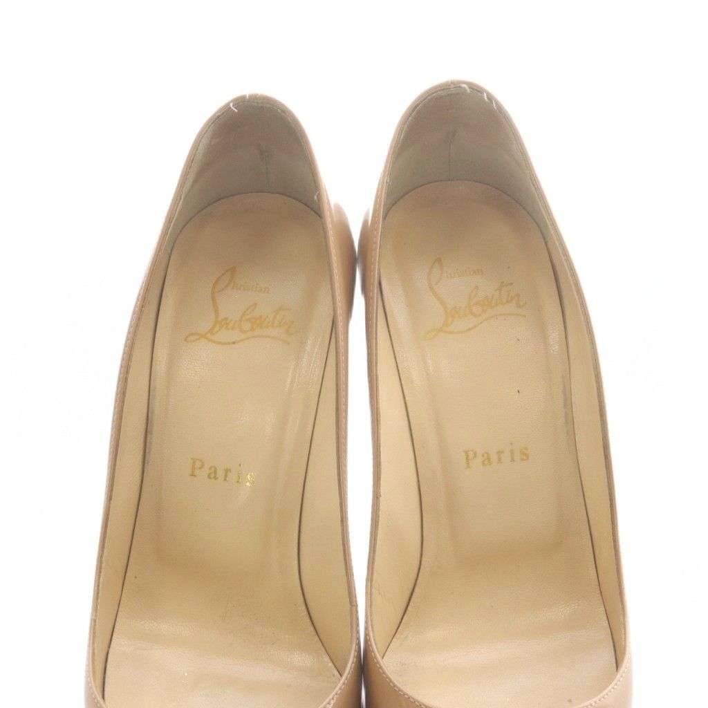 美品 クリスチャンルブタン パンプス エナメル ポインテッドトゥ ベージュ 36 クリスチャンルブタン Christian louboutin エナメル オープントゥ