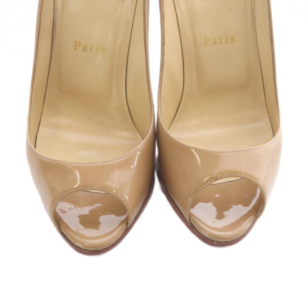 美品 クリスチャンルブタン パンプス エナメル ポインテッドトゥ ベージュ 36 クリスチャンルブタン Christian louboutin エナメル オープントゥ