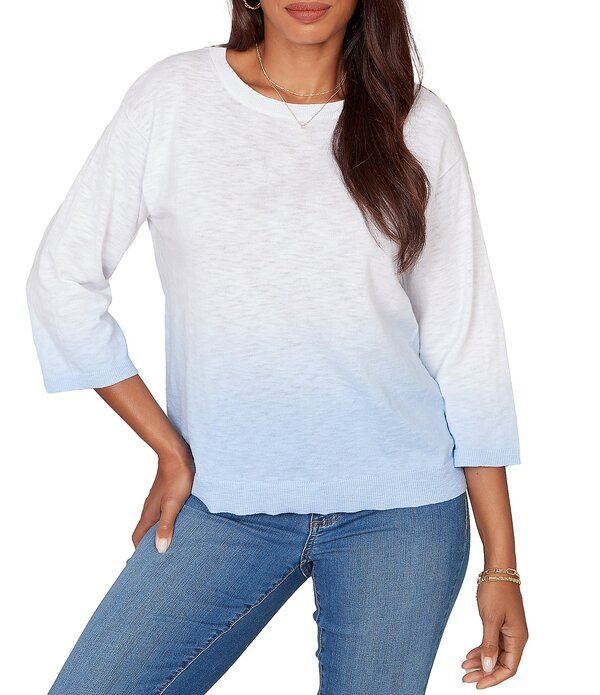 ルビーアールディー レディース アウター ニット・セーター クルーネック リブ Ruby Rd FineGauge Ombre Wash Ribbed Crew Neck 34 Sleeve Swea 6,826円