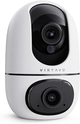 ペットカメラ 【2つレンズ・24時間録画・自動追尾・1080PフルHD】virtavo 360° 見守りカメラ 監視カメラ 室内 防犯カメラ 2.4GWiFi対応 PTZ首振り iphone対応 AI監視システム 360°全方位同時監視 遠隔操作 ?私保護ry