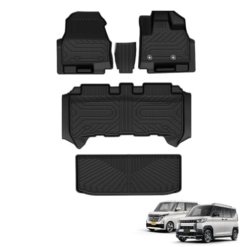 R◆Virauto 新型 日産 ルークス 40系 3D フロアマット ラゲッジマット フルセット 4代目 3代目 ニッサン 2020年3月~現行 三菱 デリカミニ 30系 2023年5月~現行 専用設計 トランクマット カーマット TPE 滑 cb4b7d03