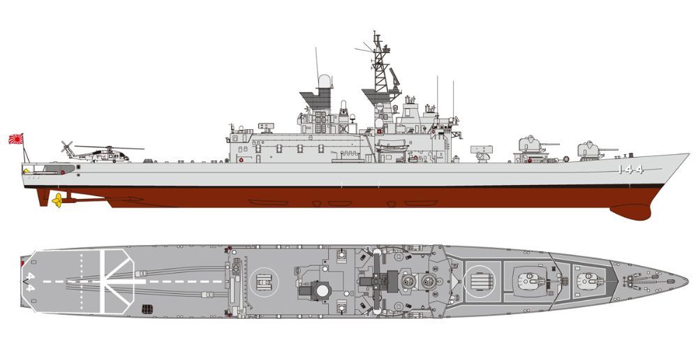 1/700 海上自衛隊　DDH-144 護衛艦くらま　完成品　洋上ジオラマ仕上げ 1/700 海上自衛隊 護衛艦 DDH-144 くらま 旗・旗竿・艦名プレート