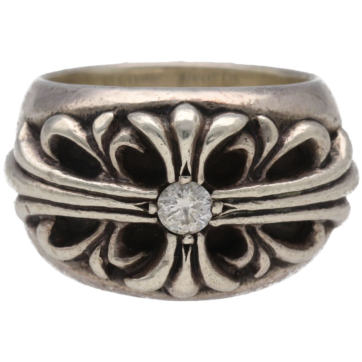 【中古】 CHROME HEARTS クロムハーツ フローラルクロスリング 10.5号 SV925 シルバー ダイヤモンド 1PD 指輪 アクセサリー 25030973 RS