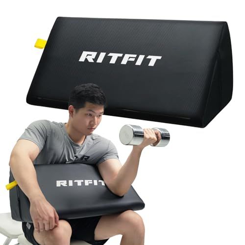 RITFIT プリーチャーカールパッド ポータブル プレーチャーパッド 二頭筋トレーニング バーベルサポート アームカール台 収納便利 耐久性 高密度EPP PVC革 65*26.5cm 三頭筋 トレーニング補助ry