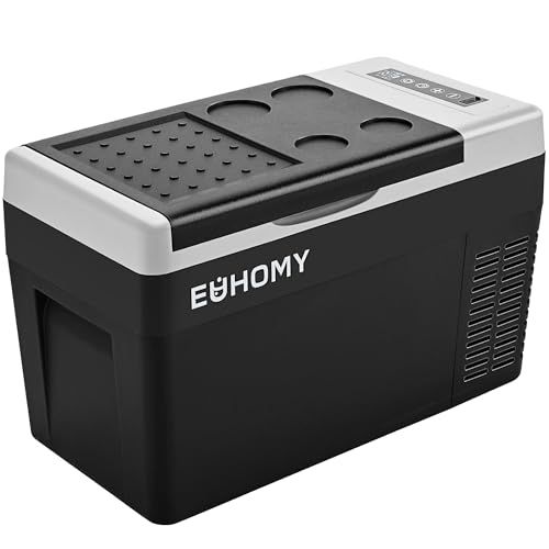 EUHOMY 車載冷蔵庫 ポータブル冷蔵庫 小型 【-20℃?20℃ 急速冷凍】 25L 持ち運び 3WAY 電気式 車載 電動 車に乗せる キャンプ 車載家庭両用 静音 低電圧保護 DC12V/24V AC100V コンプレッサー式 車中泊 トラック 釣ry