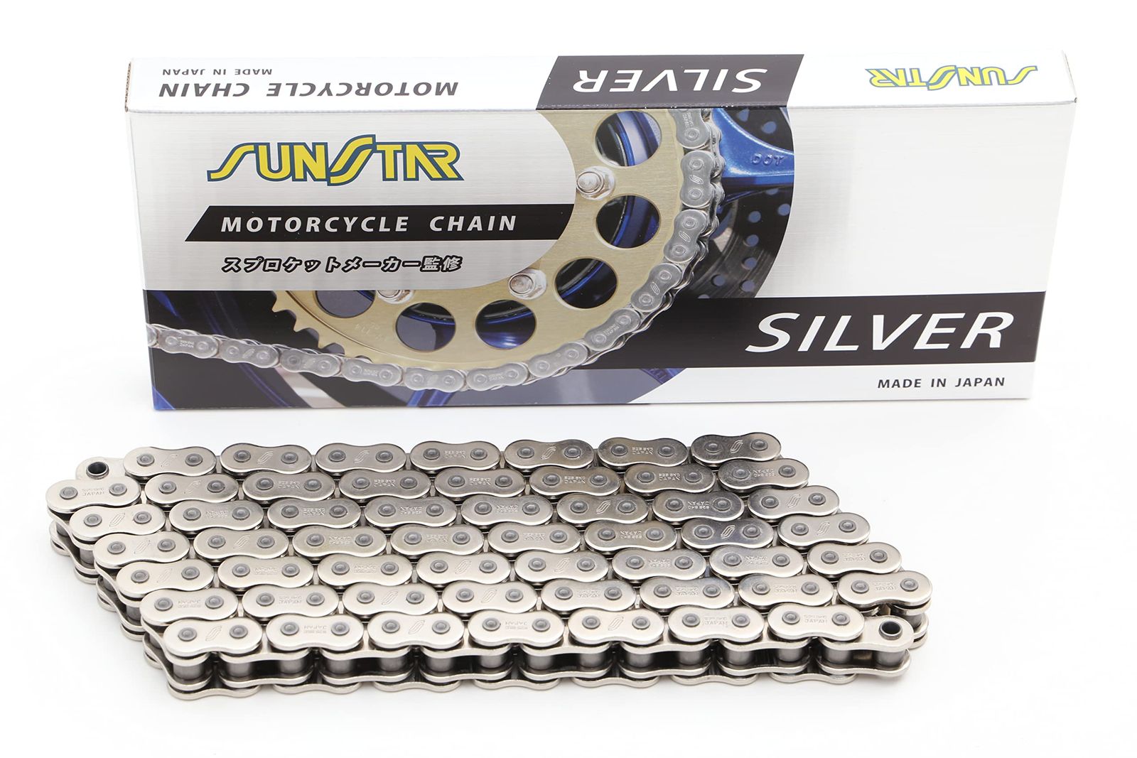 新品 SUNSTAR(サンスター)モーターサイクルチェーン 525サイズ 110リンク シルバーカラー