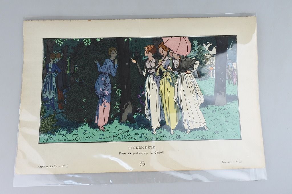 【ビンテージ・アンティーク】1914年 フランス製 Pierre Brissaud「Gazette du Bon Ton（ガゼット・デュ・ボン・トン）」リトグラフ（挿絵版画）第59図版
